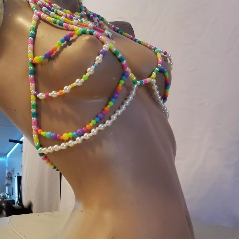Bead rave bikini w necklace